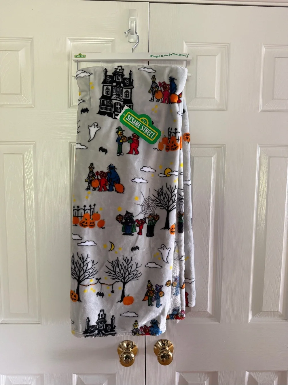 New Sesame Street Plush Throw Blanket Halloween Cookie Monster Elmo 50 x 60